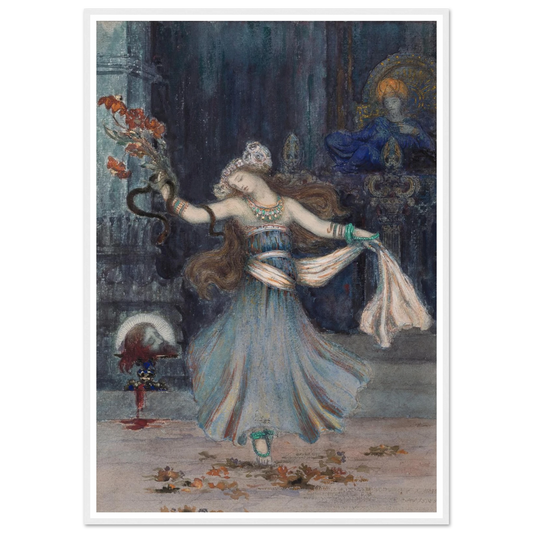 Salomé Dancing Before the Head of St. John the Baptist (mid to late 19th century) Art Print | Gustave Moreau - Framed Poster - 30x40 cm / 12x16″ - Black frame