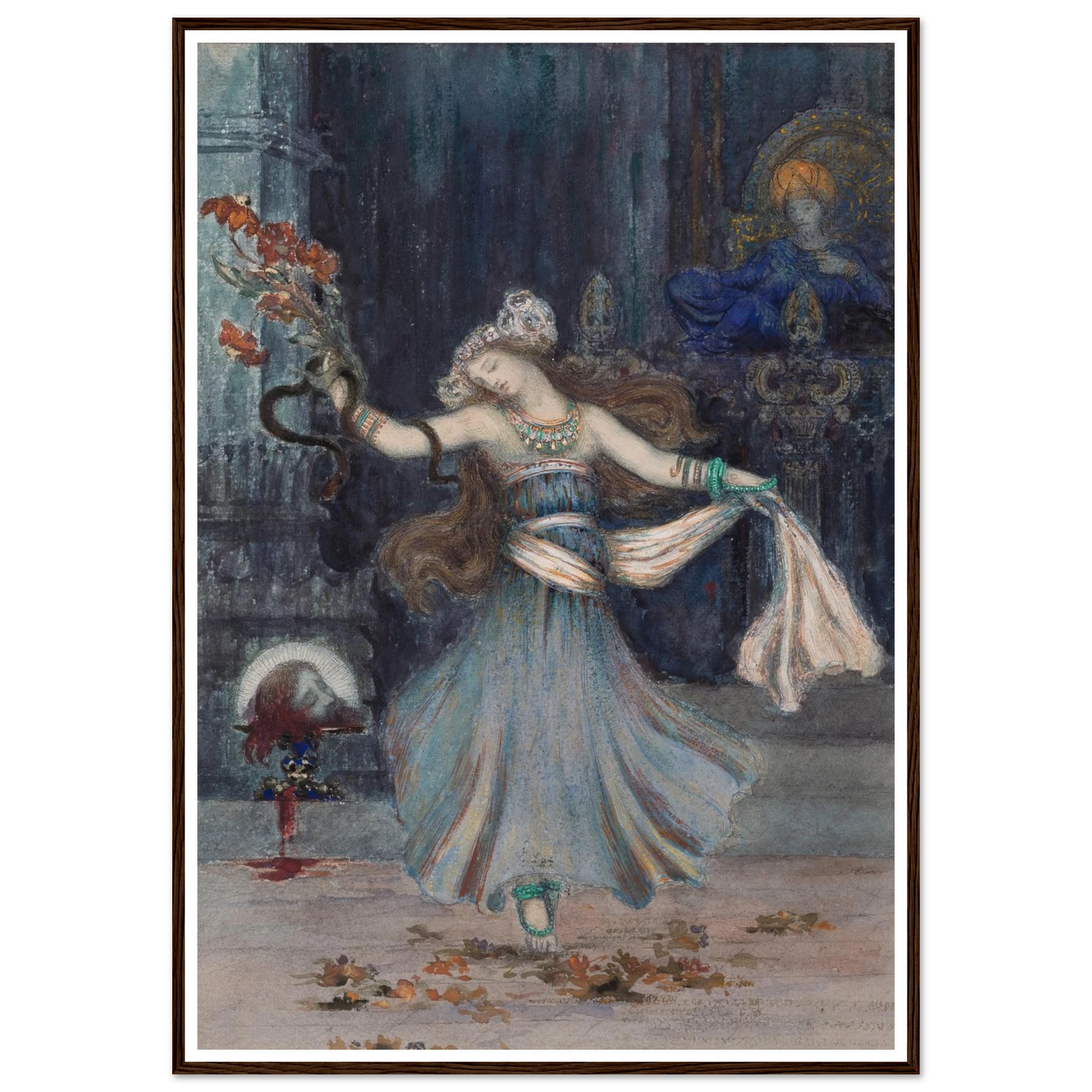 Salomé Dancing Before the Head of St. John the Baptist (mid to late 19th century) Art Print | Gustave Moreau - Framed Poster - 30x40 cm / 12x16″ - Black frame