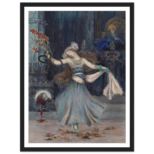 Salomé Dancing Before the Head of St. John the Baptist (mid to late 19th century) Art Print | Gustave Moreau - Framed Poster - 30x40 cm / 12x16″ - Black frame