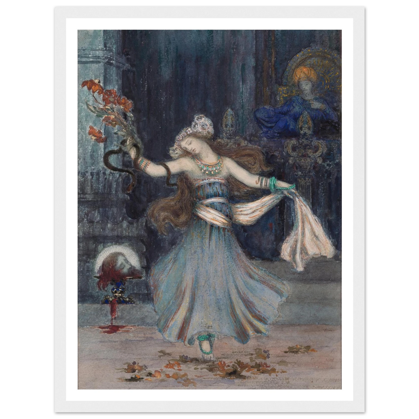 Salomé Dancing Before the Head of St. John the Baptist (mid to late 19th century) Art Print | Gustave Moreau - Framed Poster - 30x40 cm / 12x16″ - Black frame