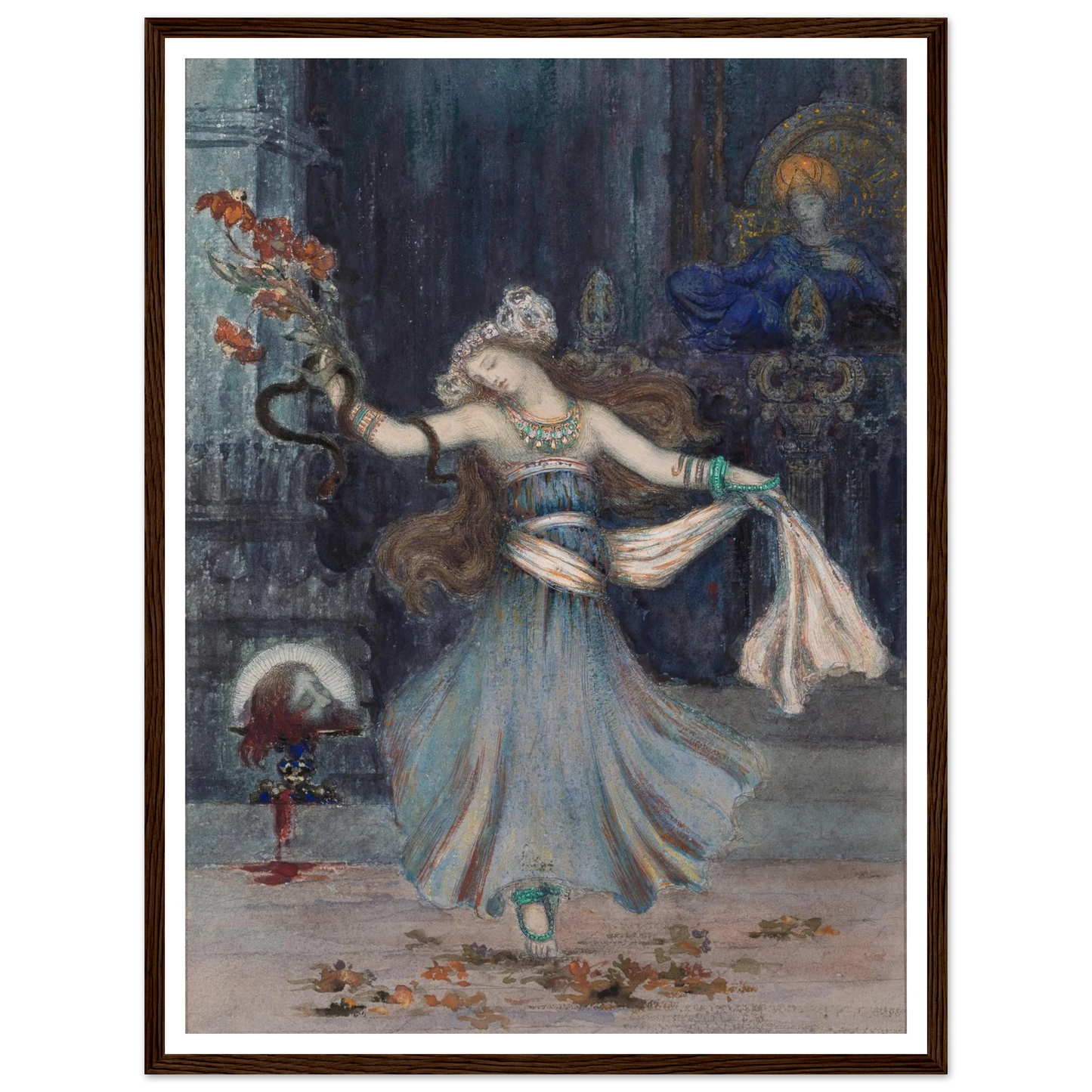 Salomé Dancing Before the Head of St. John the Baptist (mid to late 19th century) Art Print | Gustave Moreau - Framed Poster - 30x40 cm / 12x16″ - Black frame