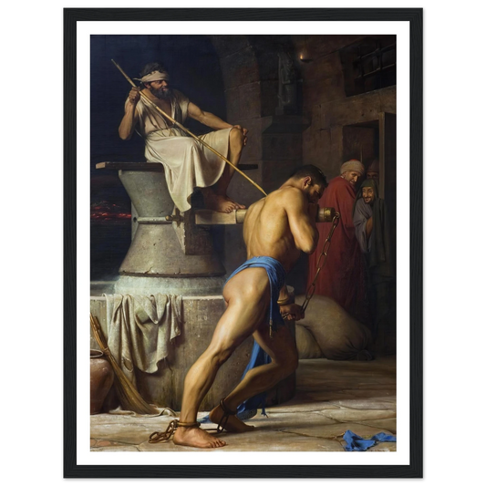 Samson and the Philistines (1863) Art Print | Carl Bloch - Framed Poster - 30x40 cm / 12x16″ - Black frame