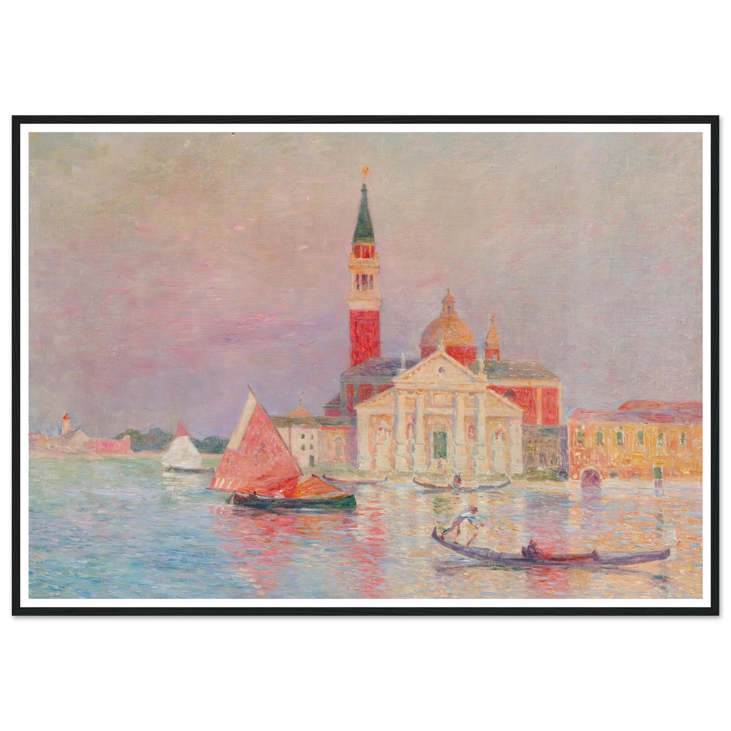 San Giorgia, Venice Art Print | Ferdinand du Puigaudeau - Framed Poster - 30x40 cm / 12x16″ - Black frame