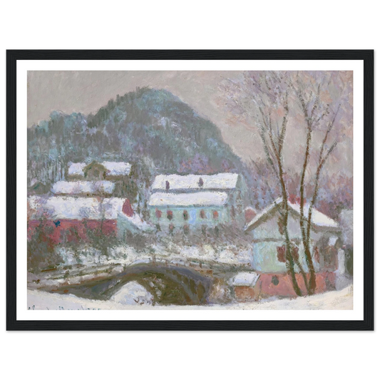 Sandviken, Norvège, effet de neige (1895) Art Print | Claude Monet - Framed Poster - 30x40 cm / 12x16″ - Black frame