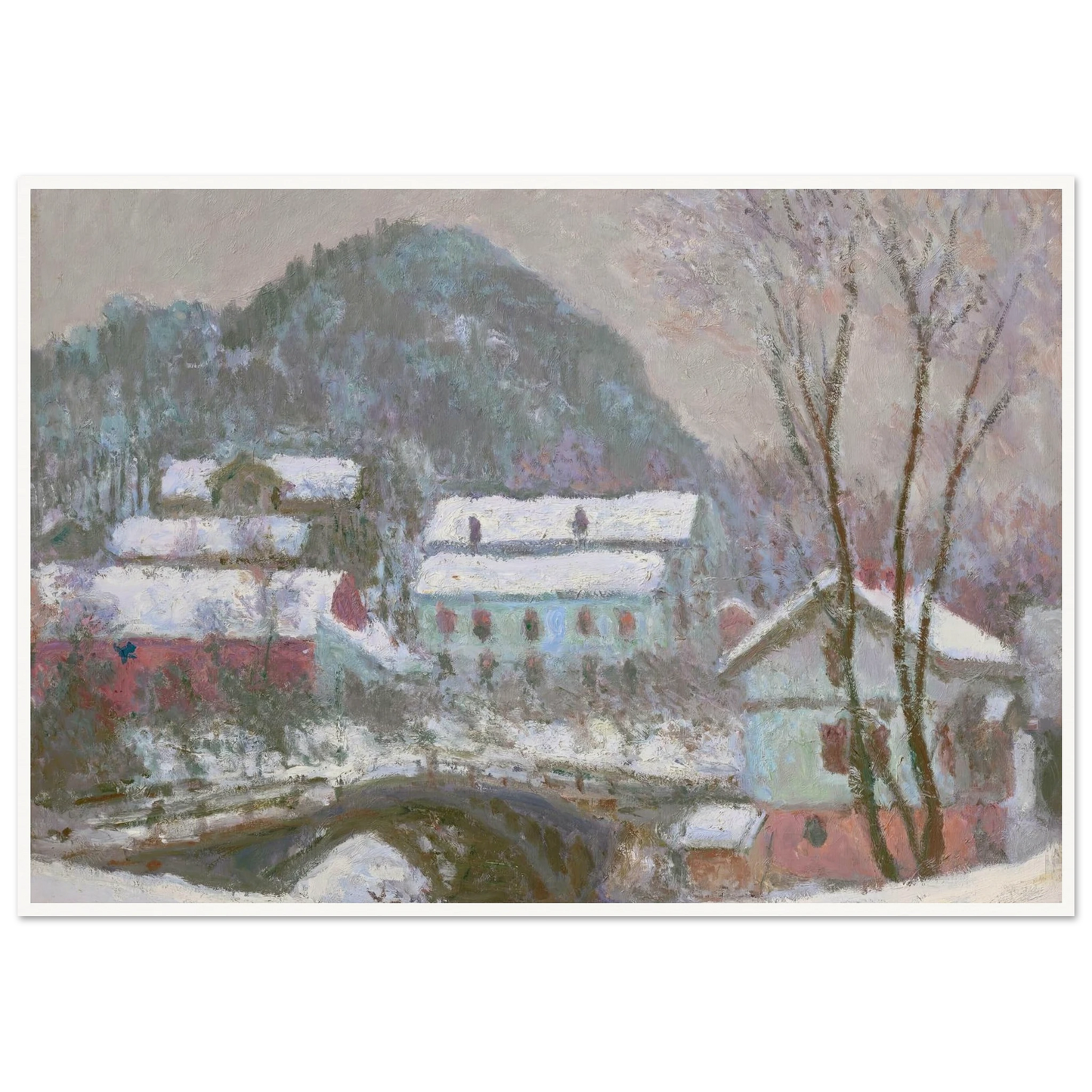 Sandviken, Norvège, effet de neige (1895) Art Print | Claude Monet - Framed Poster - 30x40 cm / 12x16″ - Black frame