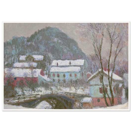 Sandviken, Norvège, effet de neige (1895) Art Print | Claude Monet - Framed Poster - 30x40 cm / 12x16″ - Black frame