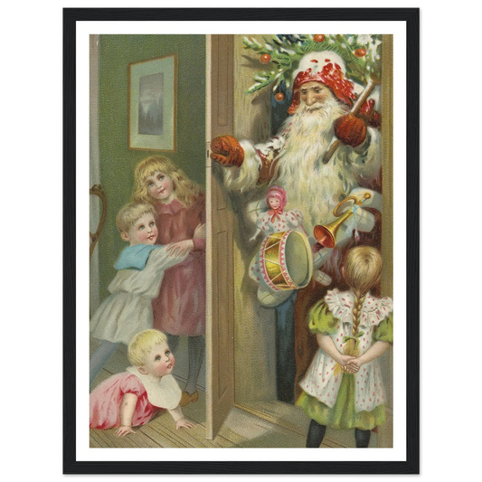 Santa Arrives With Presents - Framed Poster - 30x40 cm / 12x16″ - Black frame