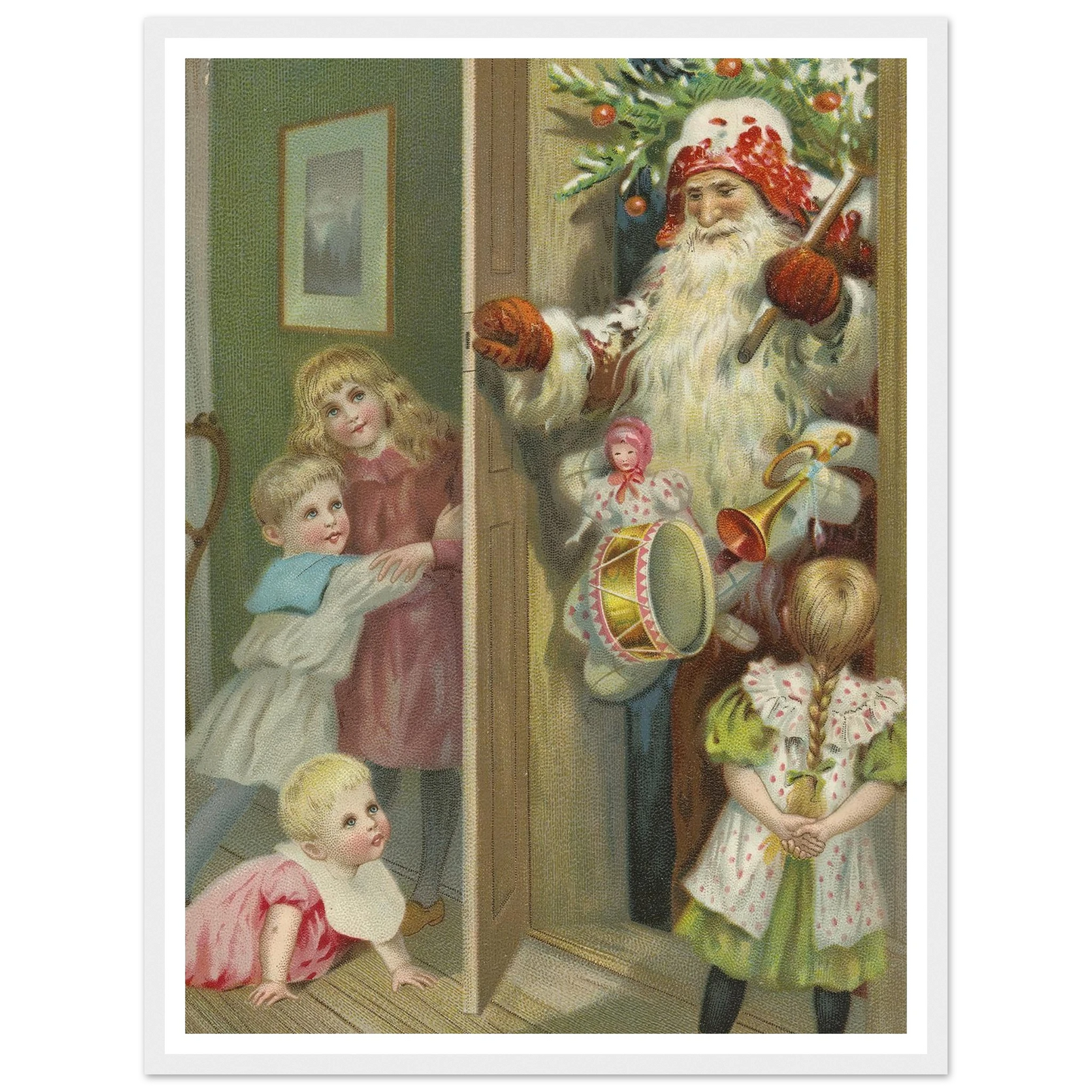 Santa Arrives With Presents - Framed Poster - 30x40 cm / 12x16″ - Black frame