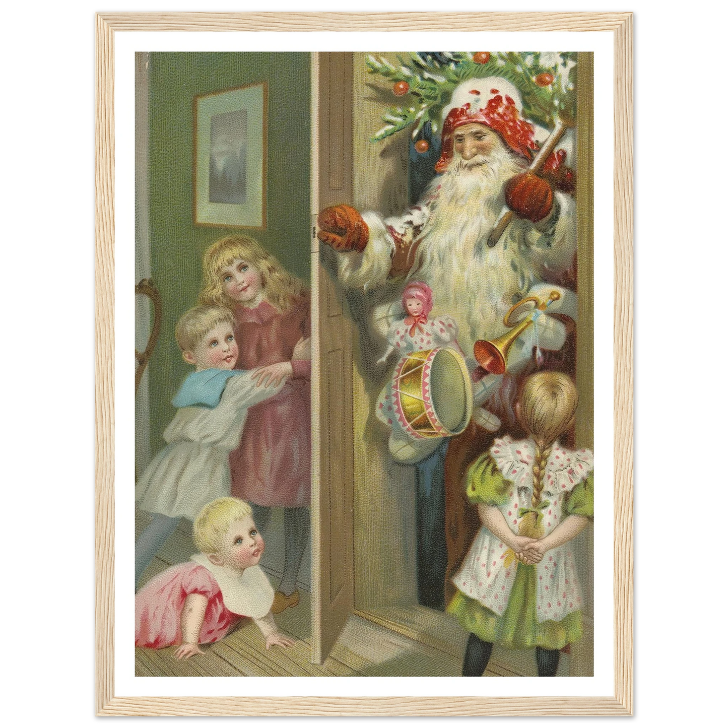 Santa Arrives With Presents - Framed Poster - 30x40 cm / 12x16″ - Black frame