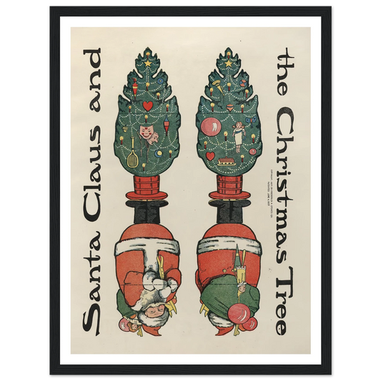 Santa Claus and the Christmas tree - Framed Poster - 30x40 cm / 12x16″ - Black frame