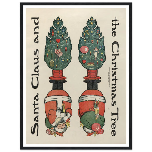 Santa Claus and the Christmas tree - Framed Poster - 30x40 cm / 12x16″ - Black frame