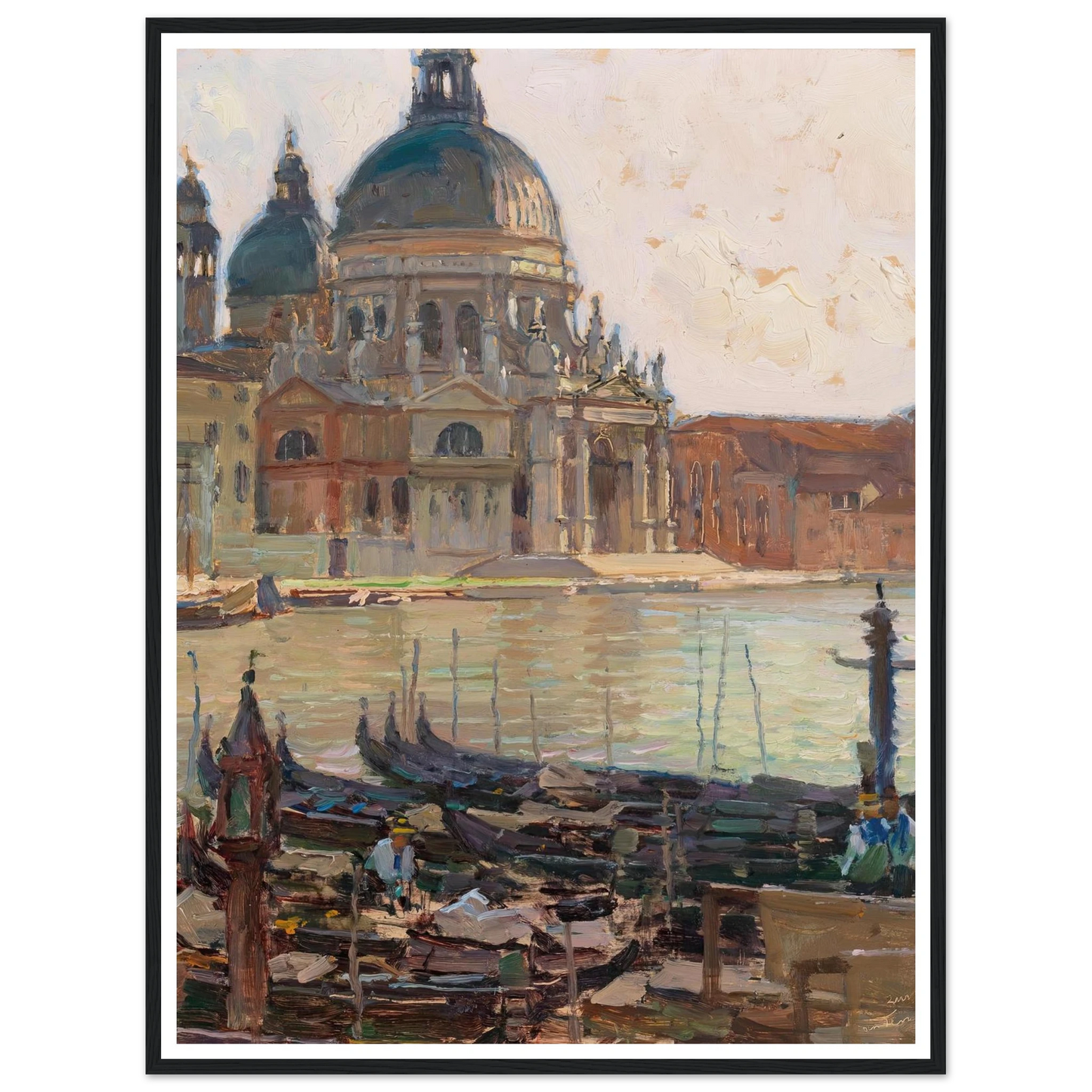 Santa Maria della Salute, Venice, Art Print | Carl Moll - Framed Poster - 30x40 cm / 12x16″ - Black frame