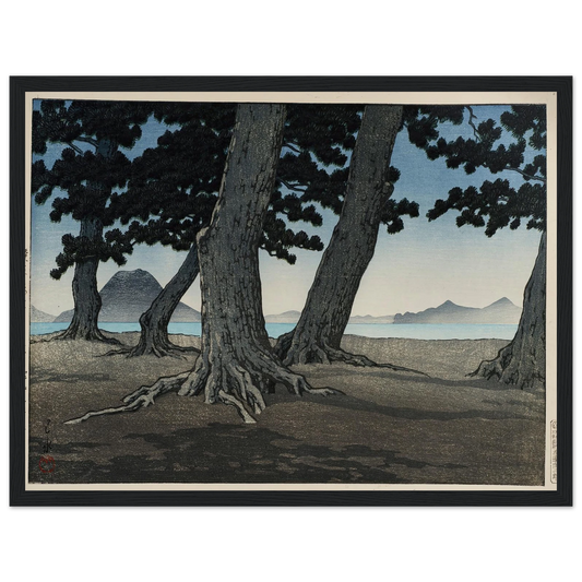 Sanuki kaiganji no hama (The beach at Kaiganji in Sanuki province) (1934) Art Print | Kawase Hasui - Framed Poster - 30x40 cm / 12x16″ - Black frame