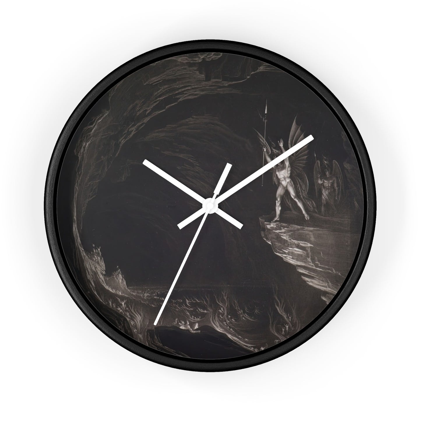 Satan Arousing the Fallen Angels Wall Clock | John Martin - White - Black Base - 10"