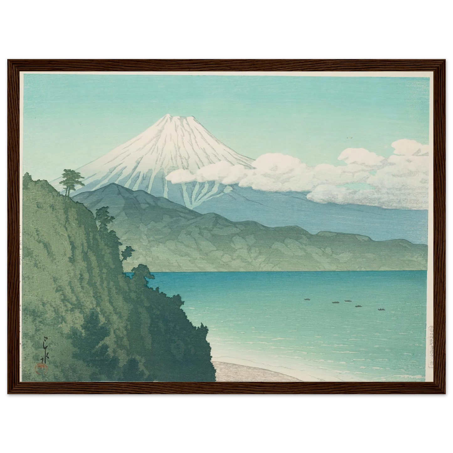 Satta toge no Fuji (Mt Fuji from Satta Pass) (1935) Art Print | Kawase Hasui - Framed Poster - 30x40 cm / 12x16″ - Black frame