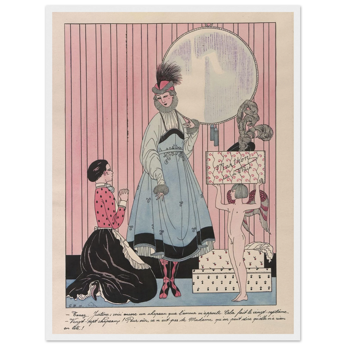 Scène de magasin (chapellerie) (1915) Art Print | George Barbier - Framed Poster - 30x40 cm / 12x16″ - Black frame