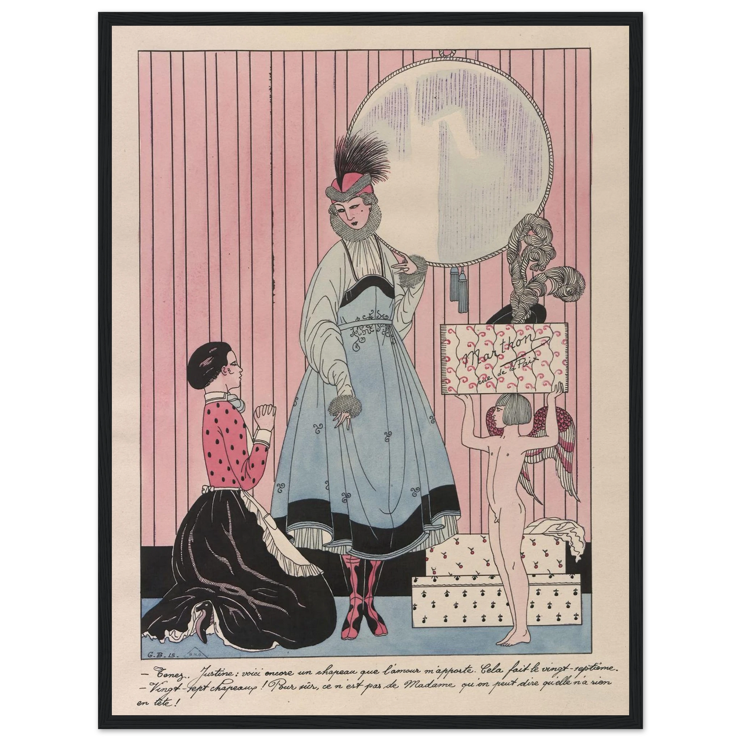 Scène de magasin (chapellerie) (1915) Art Print | George Barbier - Framed Poster - 30x40 cm / 12x16″ - Black frame