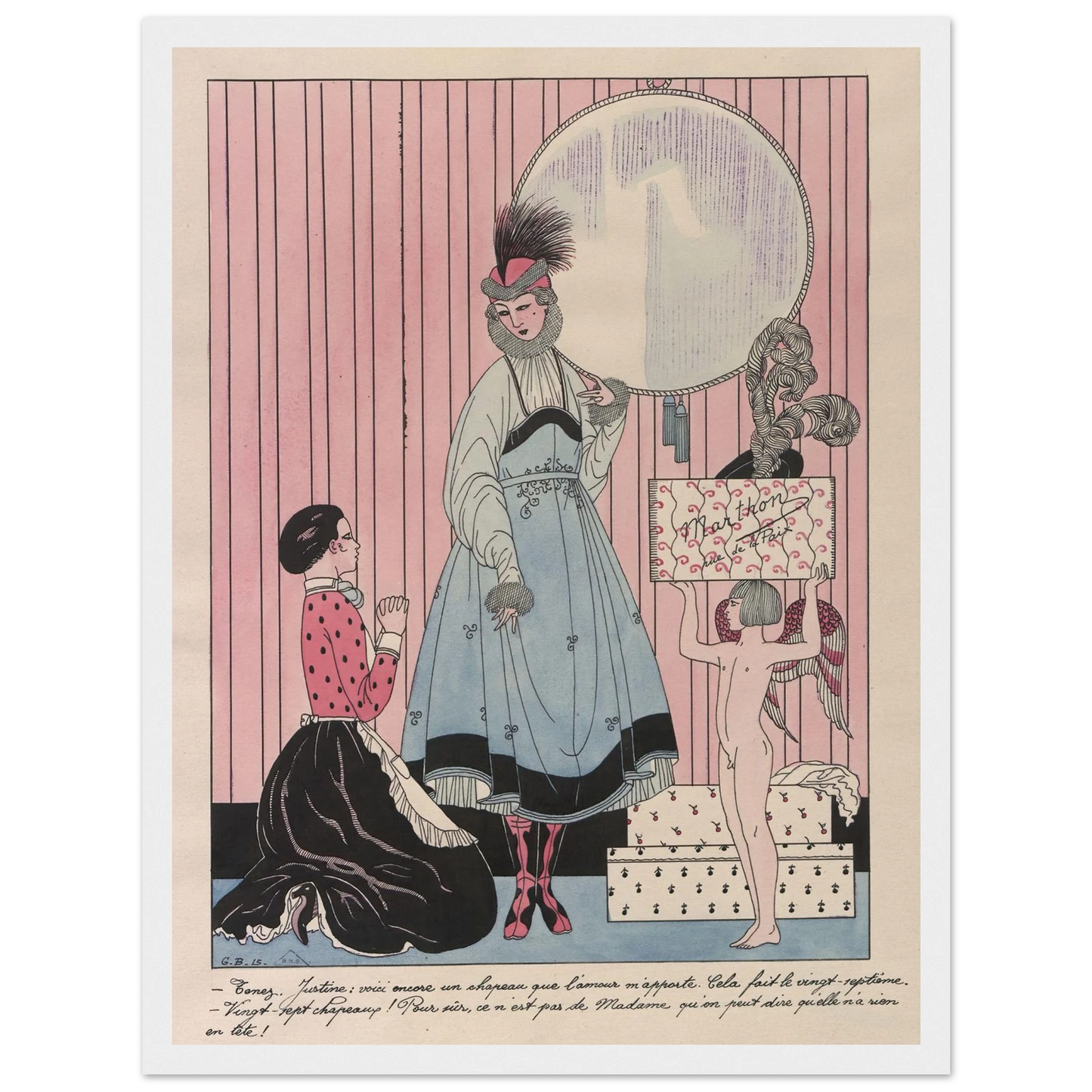 Scène de magasin (chapellerie) (1915) Art Print | George Barbier - Framed Poster - 30x40 cm / 12x16″ - Black frame