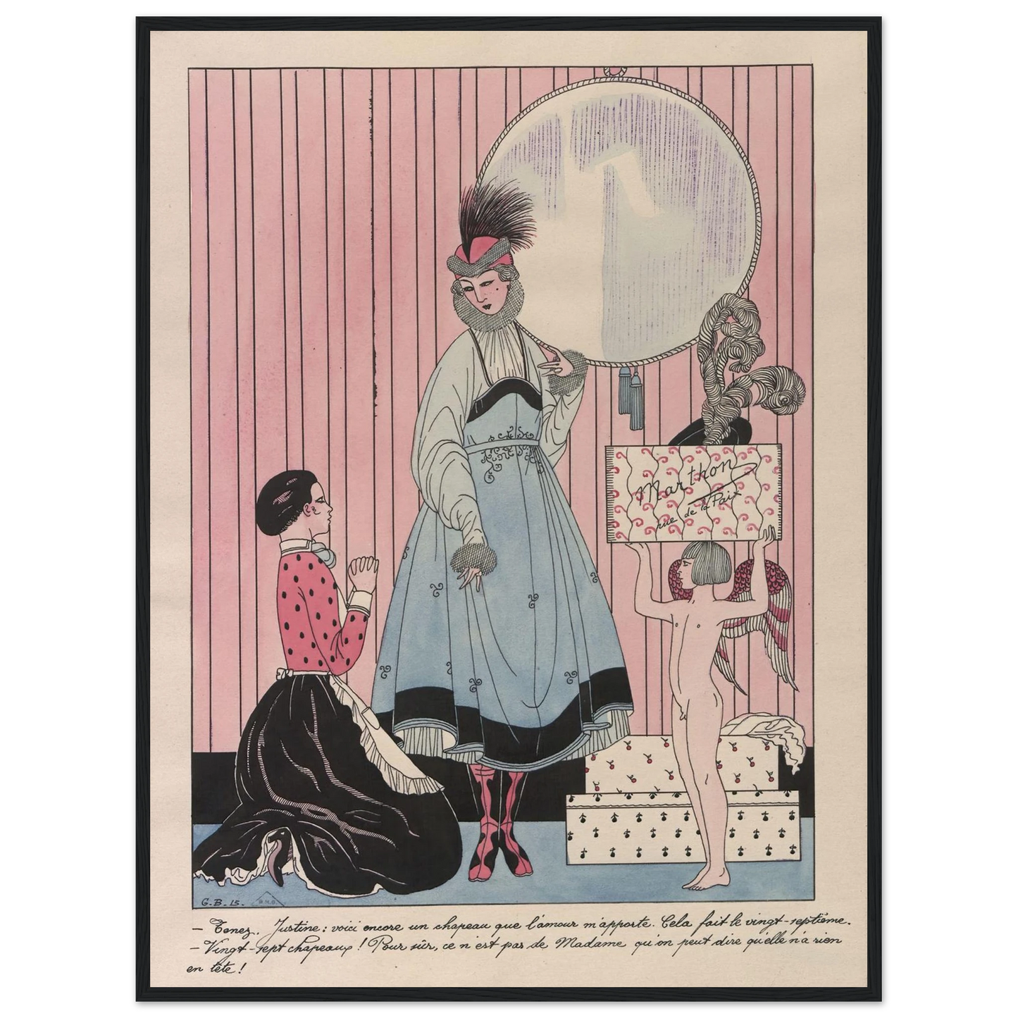 Scène de magasin (chapellerie) (1915) Art Print | George Barbier - Framed Poster - 30x40 cm / 12x16″ - Black frame