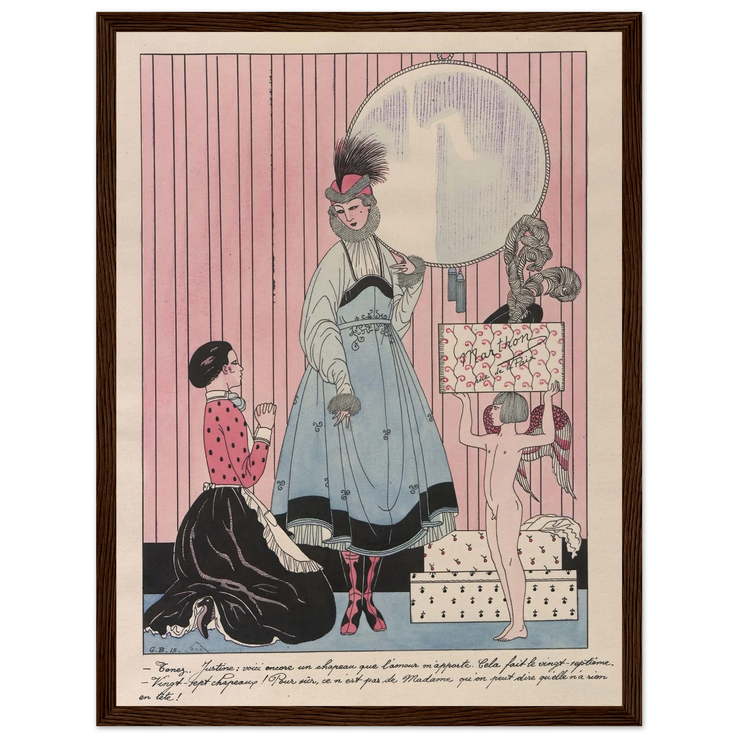 Scène de magasin (chapellerie) (1915) Art Print | George Barbier - Framed Poster - 30x40 cm / 12x16″ - Black frame