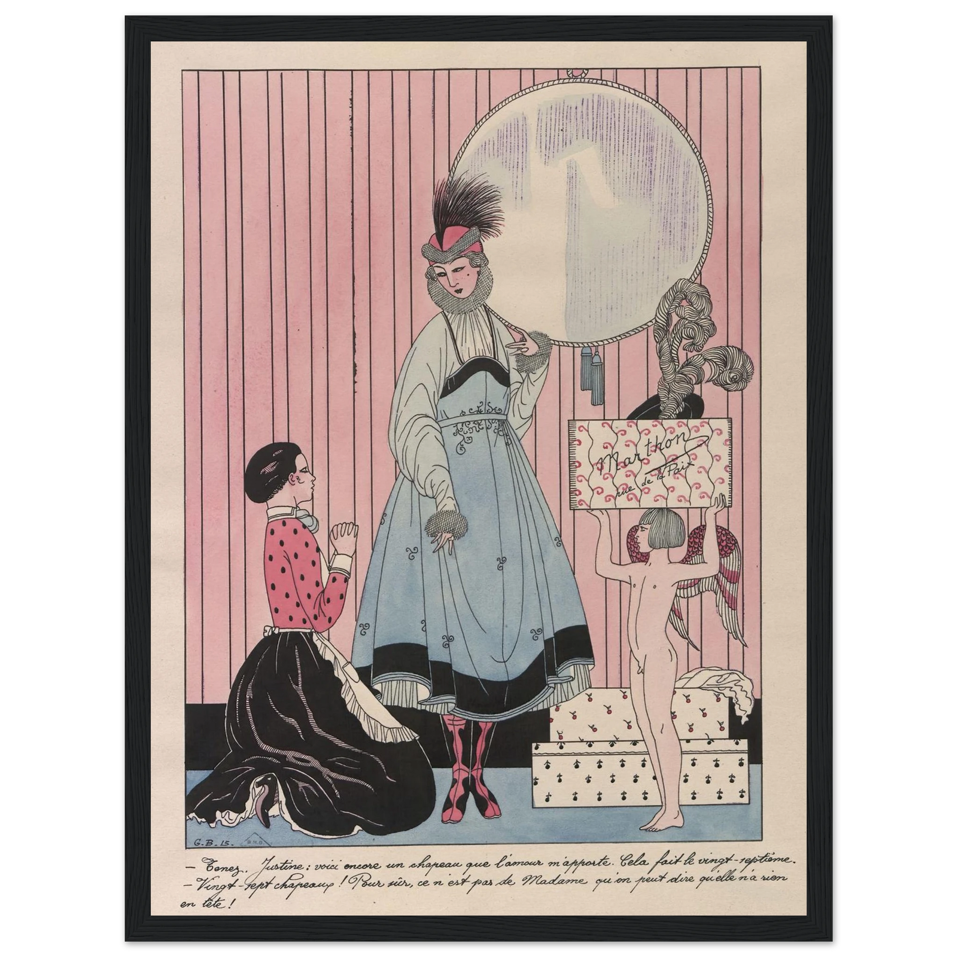 Scène de magasin (chapellerie) (1915) Art Print | George Barbier - Framed Poster - 30x40 cm / 12x16″ - Black frame