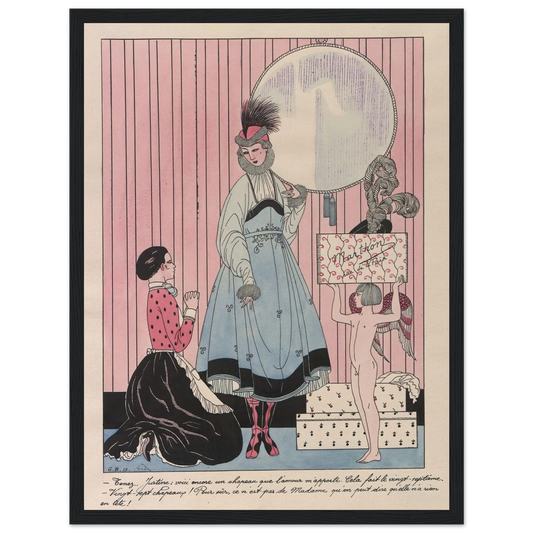 Scène de magasin (chapellerie) (1915) Art Print | George Barbier - Framed Poster - 30x40 cm / 12x16″ - Black frame