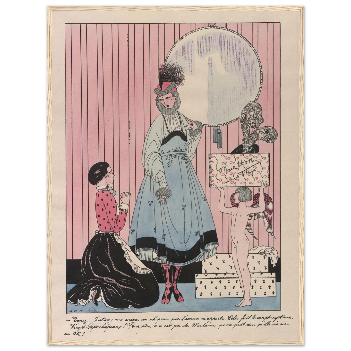 Scène de magasin (chapellerie) (1915) Art Print | George Barbier - Framed Poster - 30x40 cm / 12x16″ - Black frame