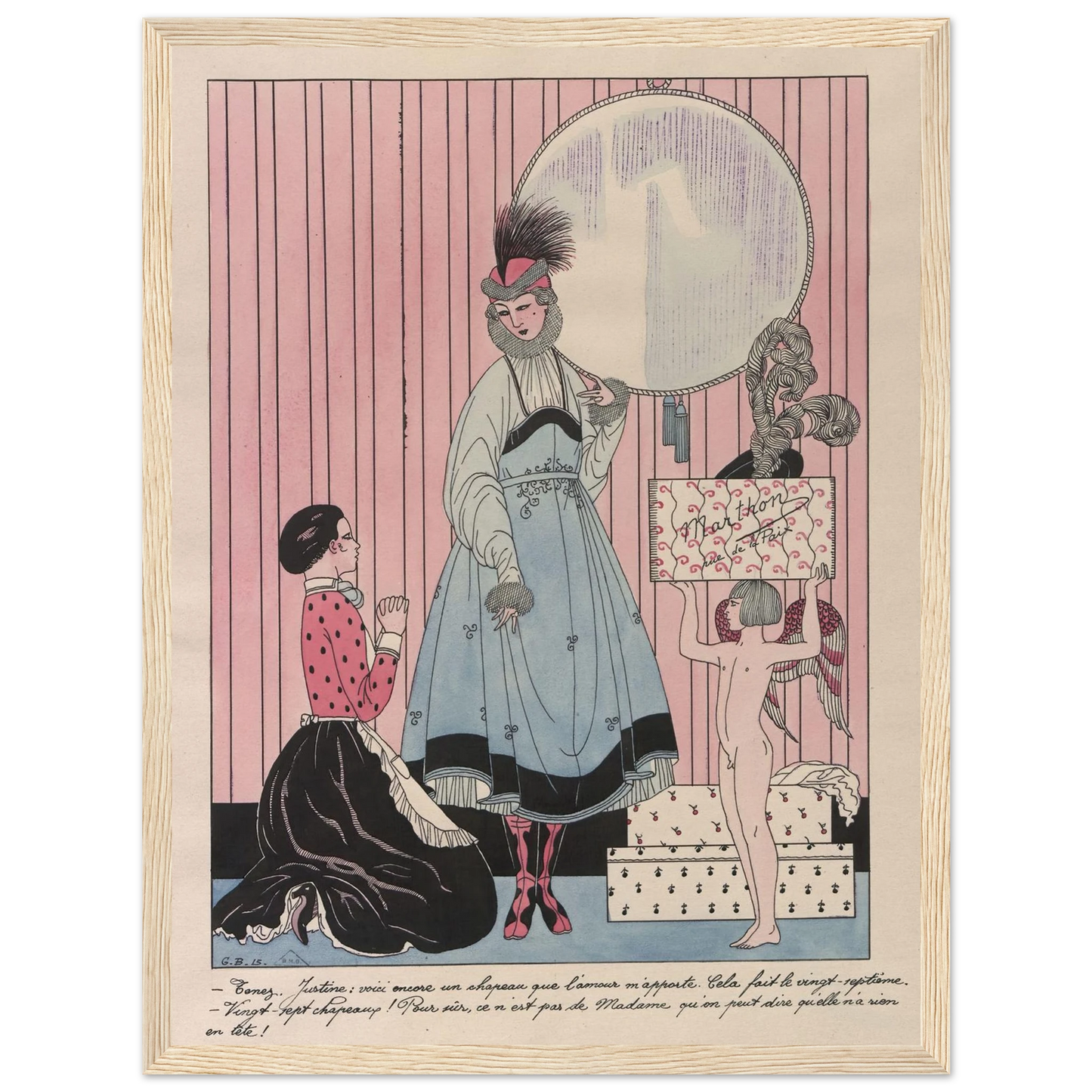 Scène de magasin (chapellerie) (1915) Art Print | George Barbier - Framed Poster - 30x40 cm / 12x16″ - Black frame