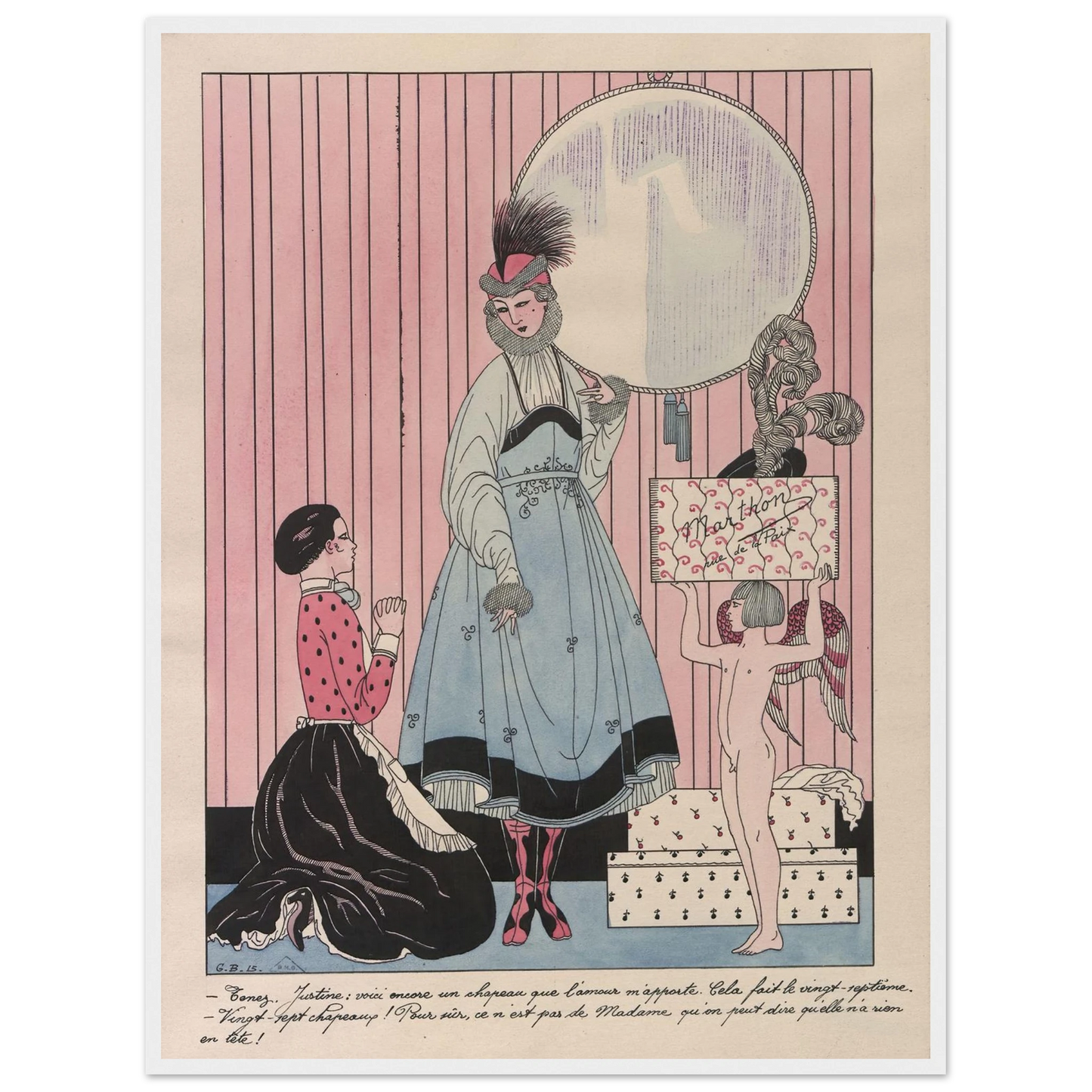 Scène de magasin (chapellerie) (1915) Art Print | George Barbier - Framed Poster - 30x40 cm / 12x16″ - Black frame