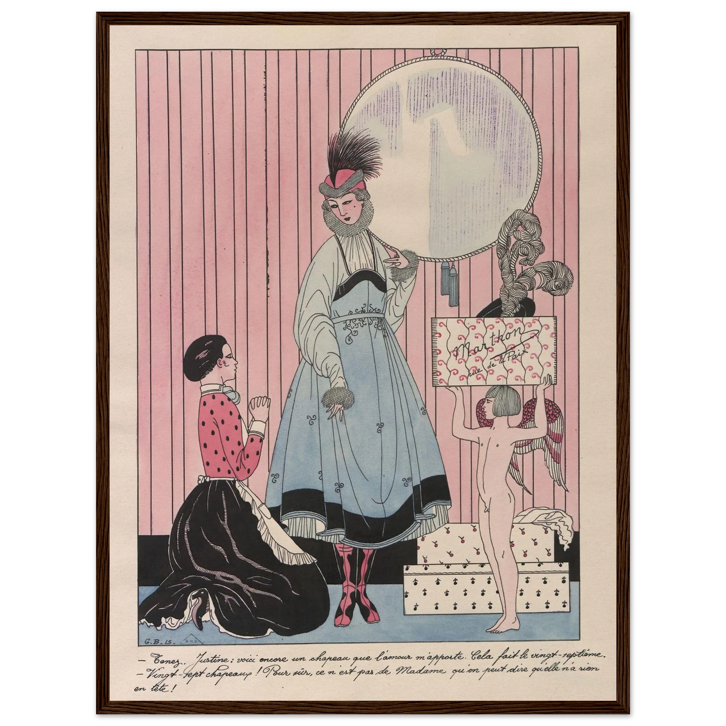 Scène de magasin (chapellerie) (1915) Art Print | George Barbier - Framed Poster - 30x40 cm / 12x16″ - Black frame