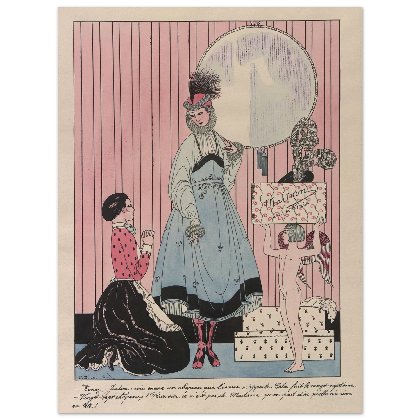 Scène de magasin (chapellerie) (1915) Art Print | George Barbier - Framed Poster - 30x40 cm / 12x16″ - Black frame