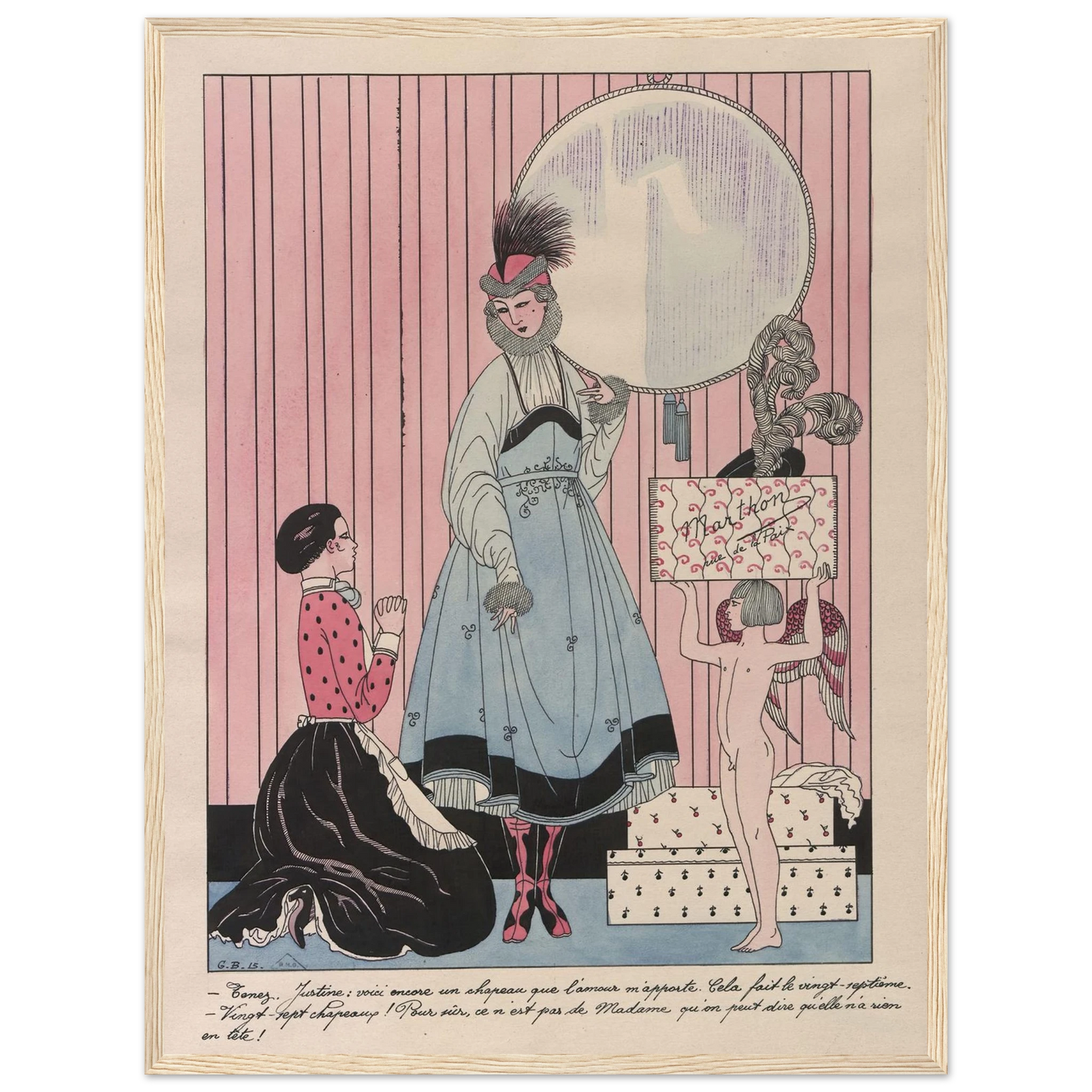 Scène de magasin (chapellerie) (1915) Art Print | George Barbier - Framed Poster - 30x40 cm / 12x16″ - Black frame