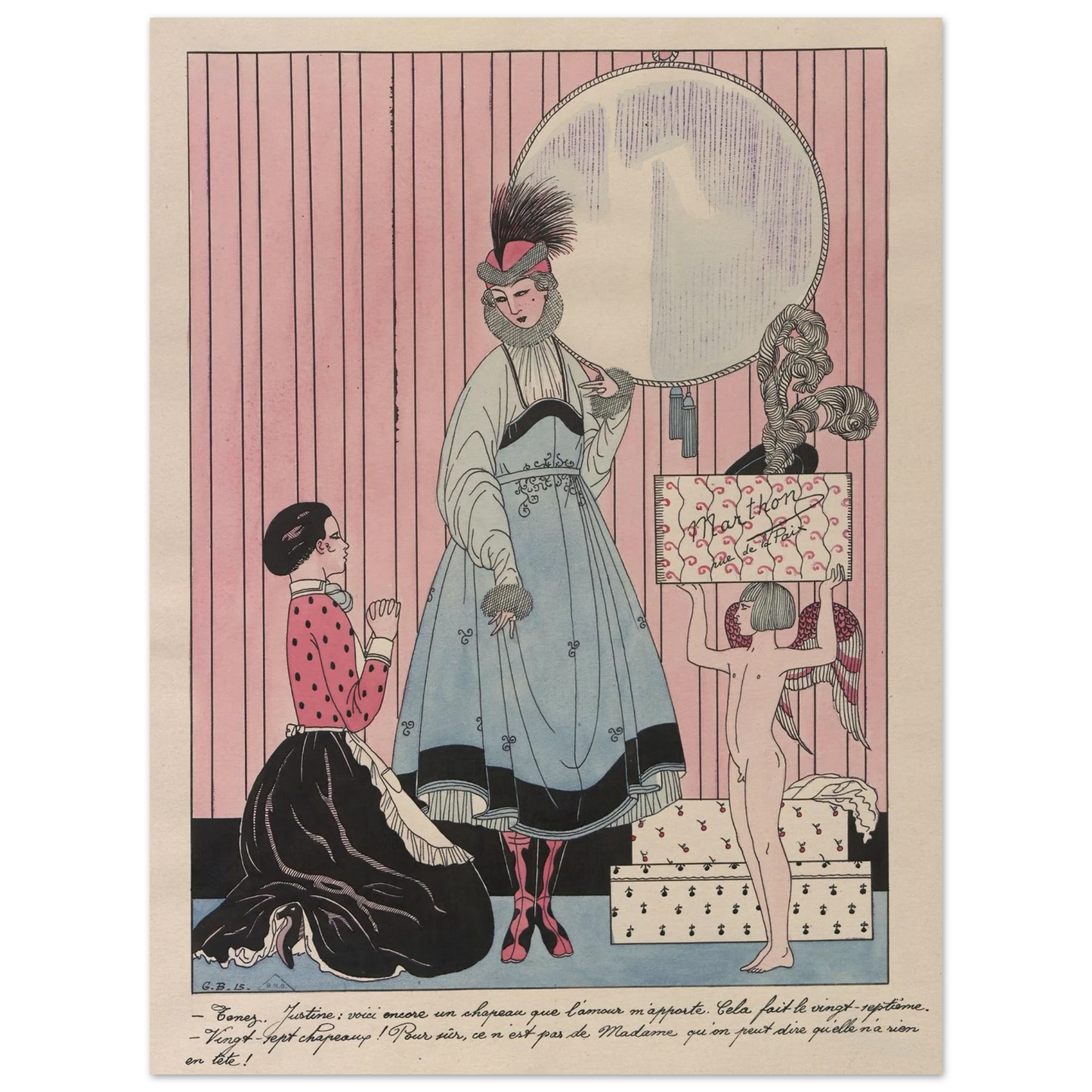 Scène de magasin (chapellerie) (1915) Art Print | George Barbier - Framed Poster - 30x40 cm / 12x16″ - Black frame