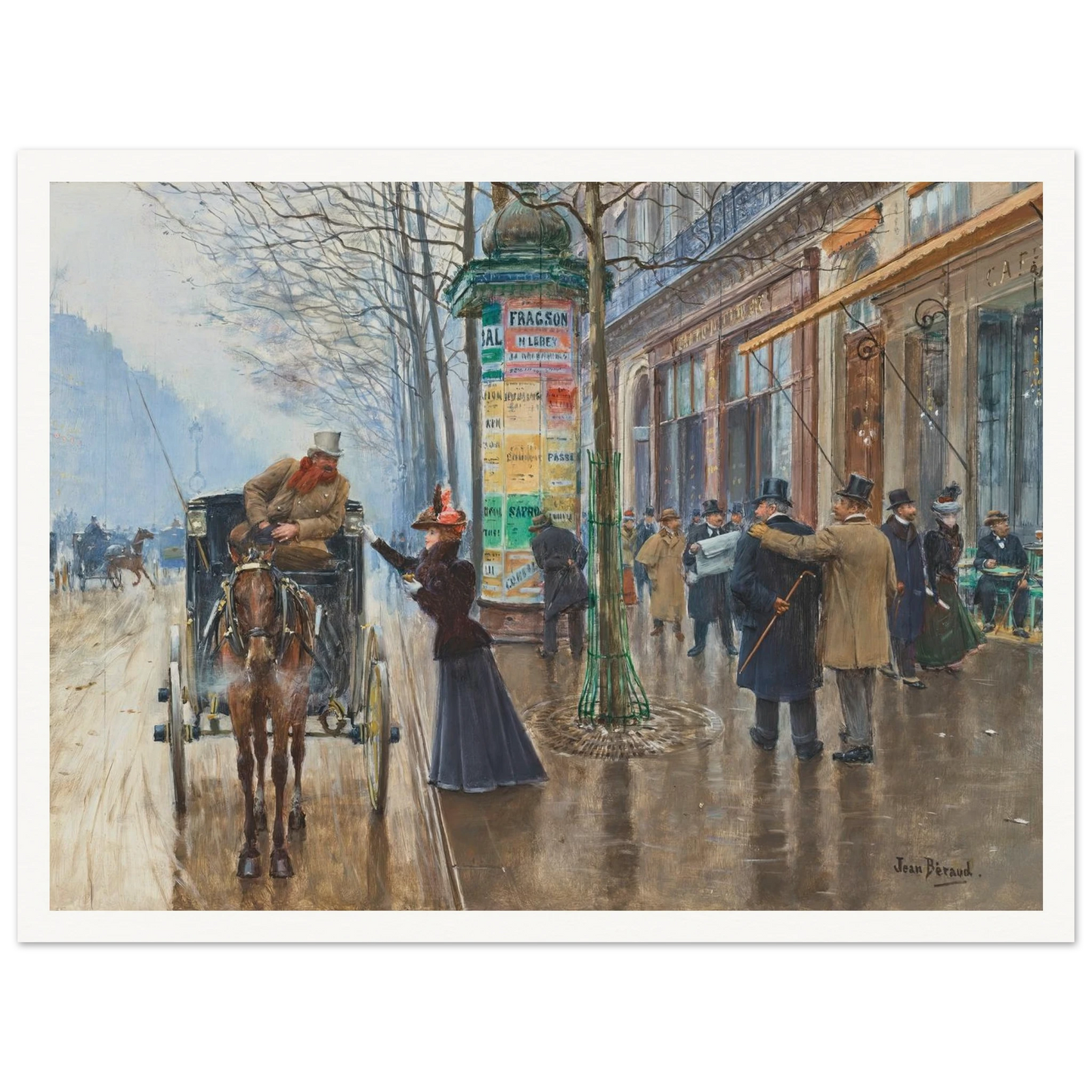 Scène de rue Parisienne (1897-1898) Art Print | Jean Beraud - Framed Poster - 30x40 cm / 12x16″ - Black frame