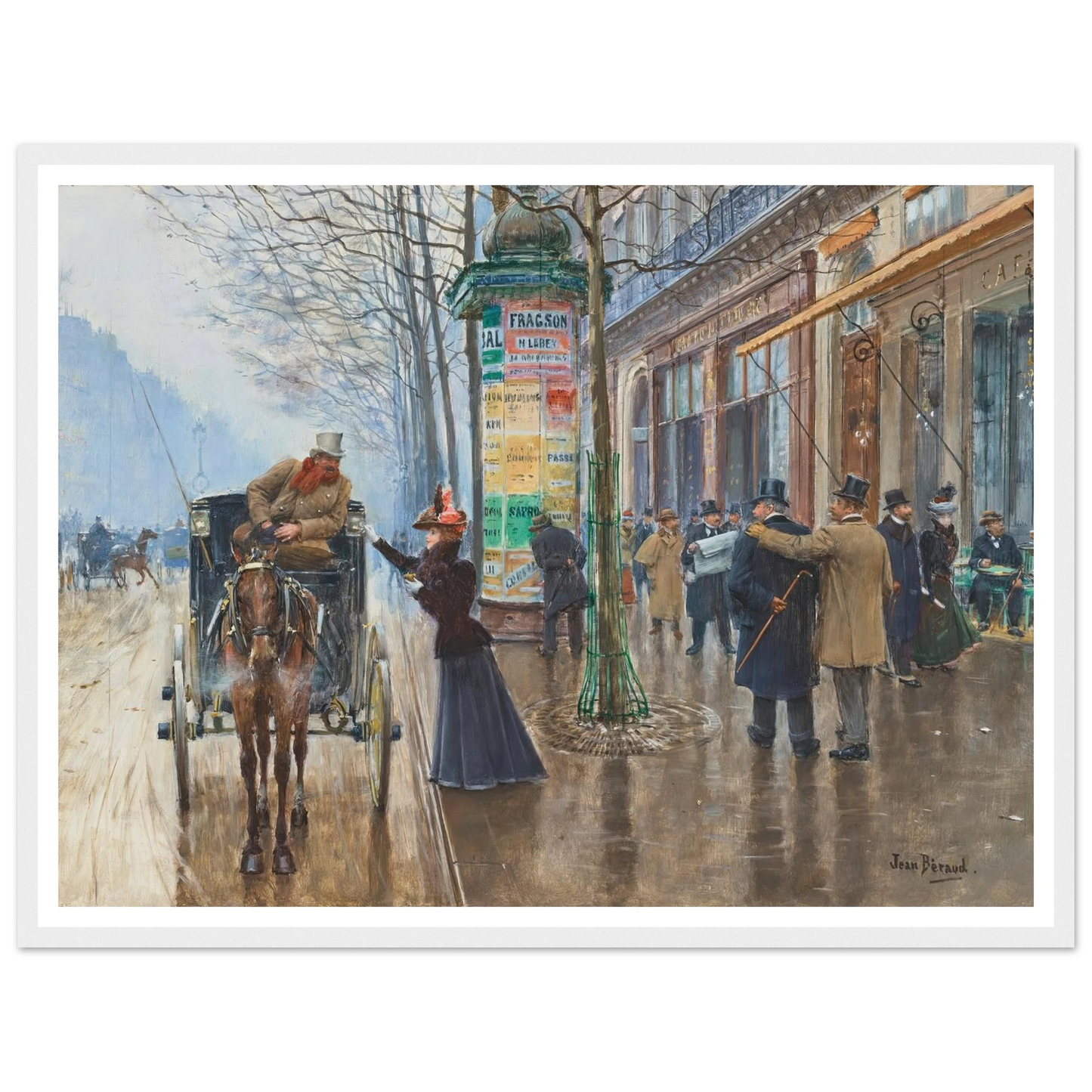 Scène de rue Parisienne (1897-1898) Art Print | Jean Beraud - Framed Poster - 30x40 cm / 12x16″ - Black frame