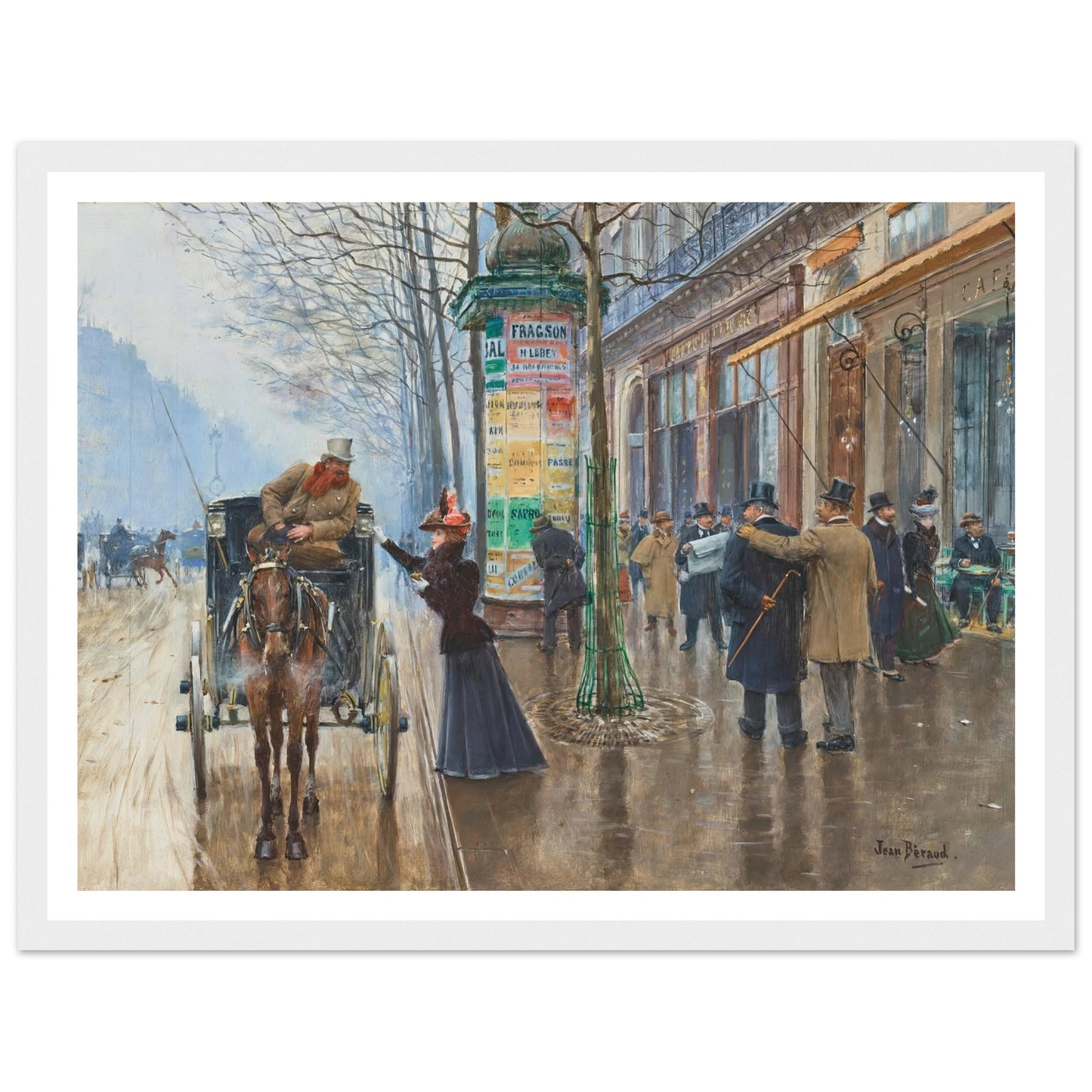 Scène de rue Parisienne (1897-1898) Art Print | Jean Beraud - Framed Poster - 30x40 cm / 12x16″ - Black frame