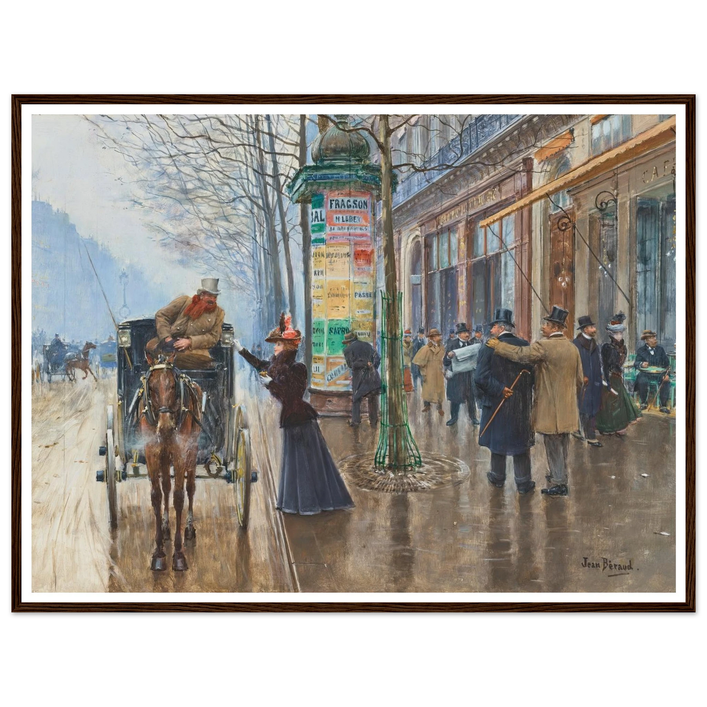 Scène de rue Parisienne (1897-1898) Art Print | Jean Beraud - Framed Poster - 30x40 cm / 12x16″ - Black frame