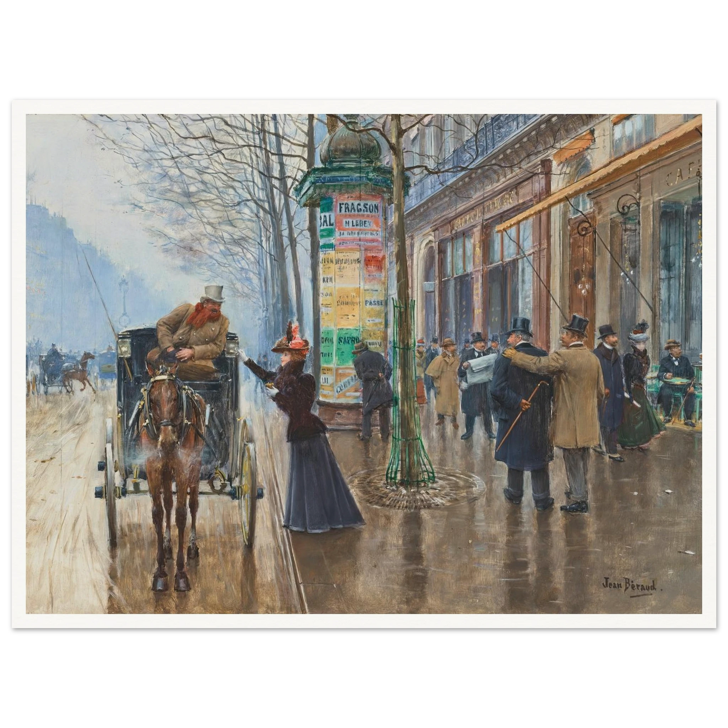 Scène de rue Parisienne (1897-1898) Art Print | Jean Beraud - Framed Poster - 30x40 cm / 12x16″ - Black frame