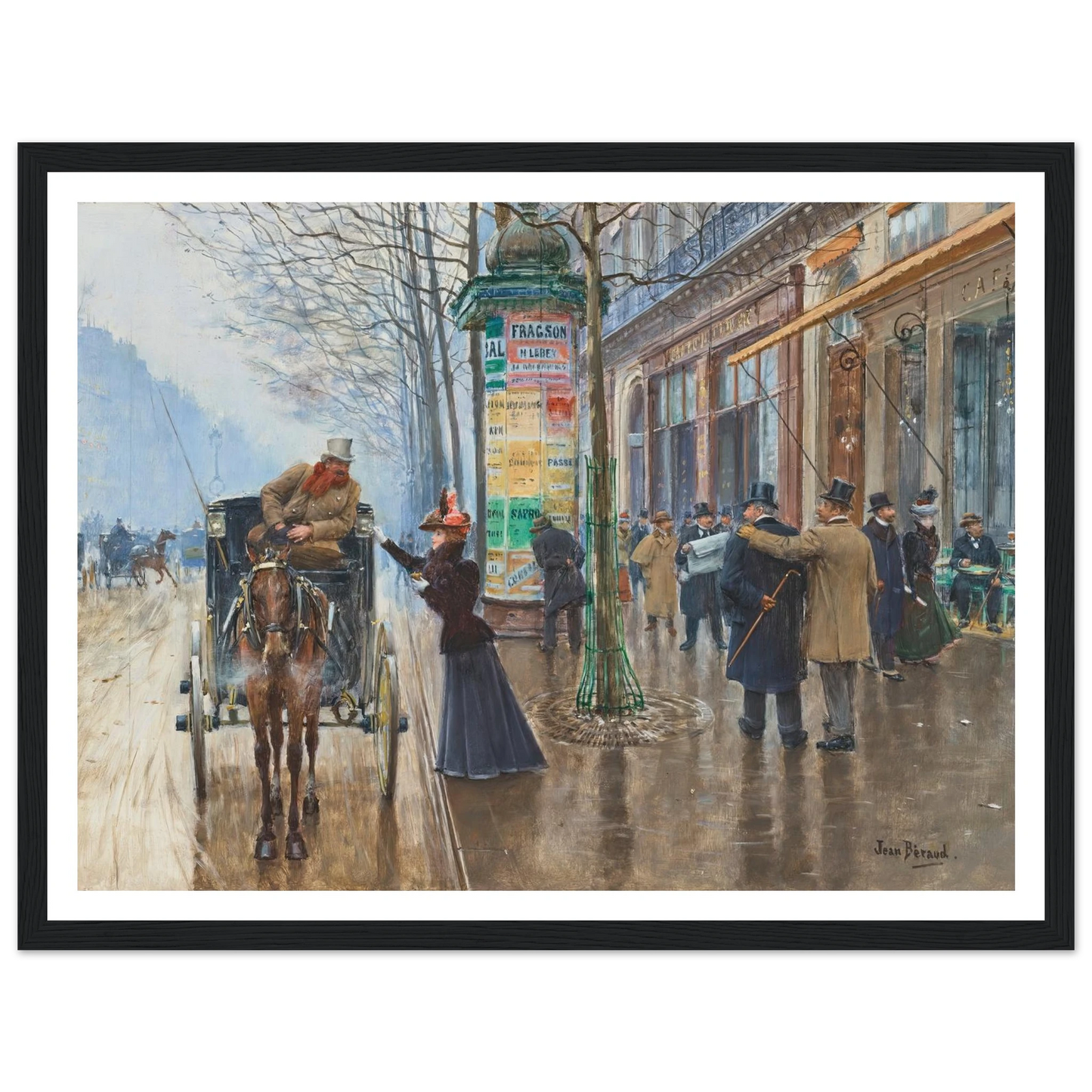 Scène de rue Parisienne (1897-1898) Art Print | Jean Beraud - Framed Poster - 30x40 cm / 12x16″ - Black frame
