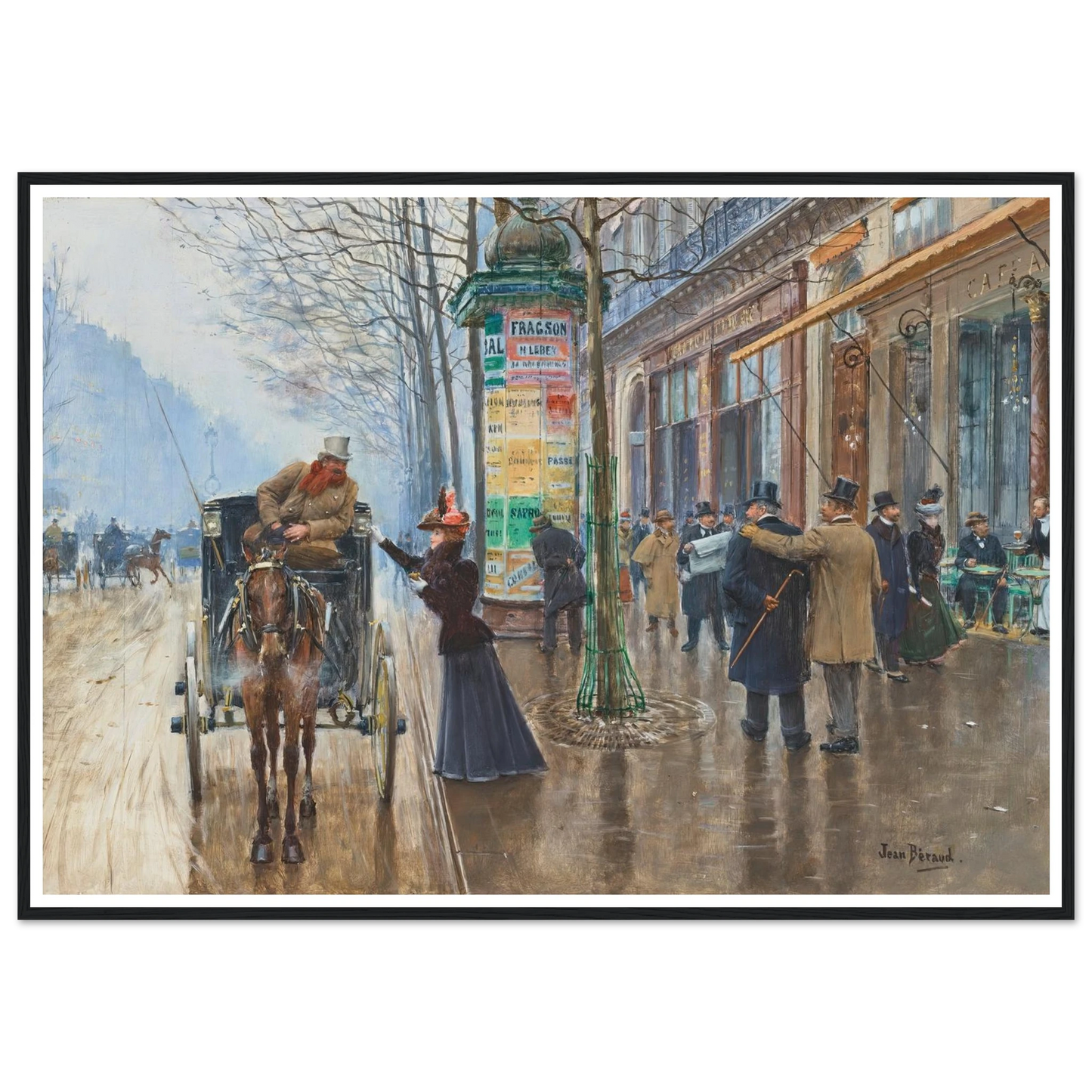 Scène de rue Parisienne (1897-1898) Art Print | Jean Beraud - Framed Poster - 30x40 cm / 12x16″ - Black frame