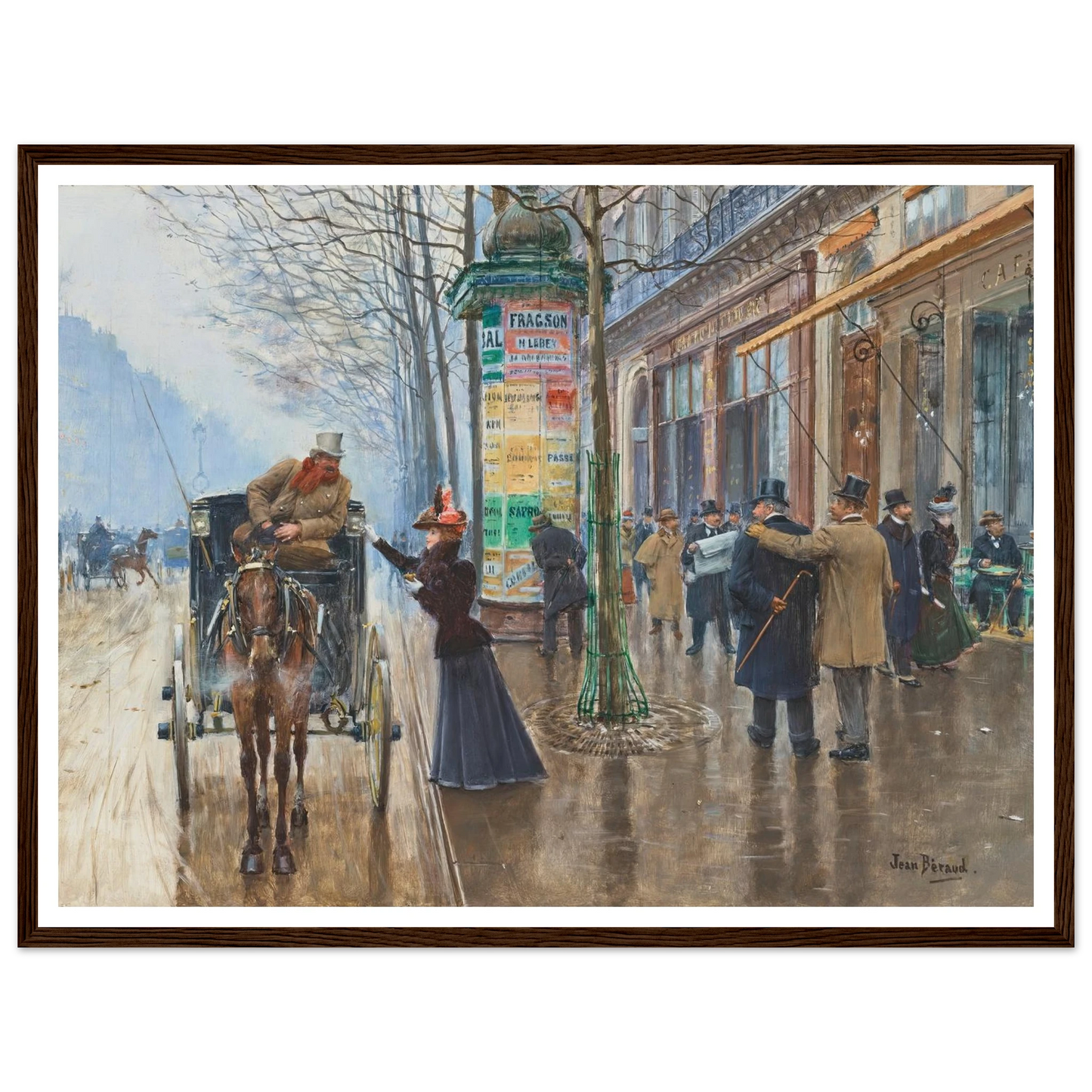 Scène de rue Parisienne (1897-1898) Art Print | Jean Beraud - Framed Poster - 30x40 cm / 12x16″ - Black frame