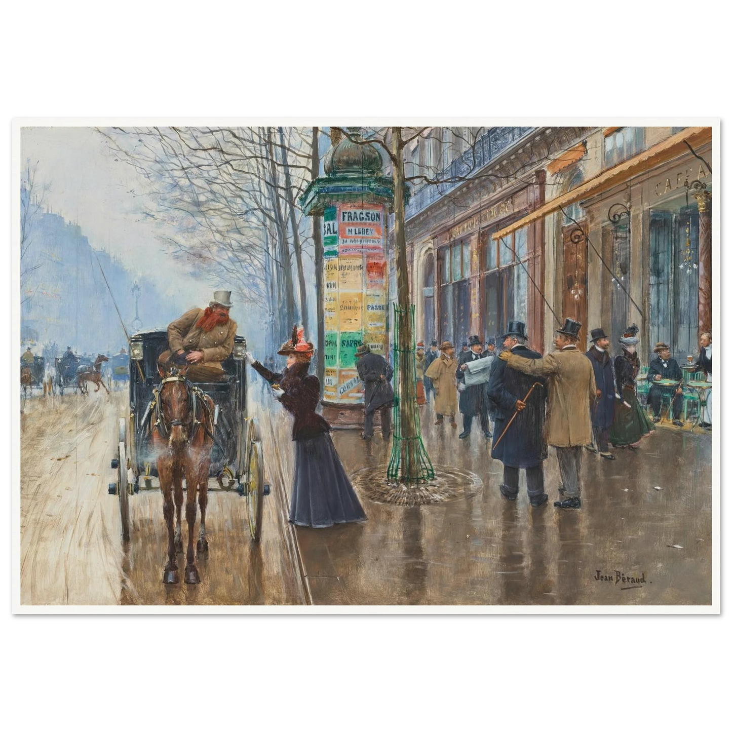 Scène de rue Parisienne (1897-1898) Art Print | Jean Beraud - Framed Poster - 30x40 cm / 12x16″ - Black frame