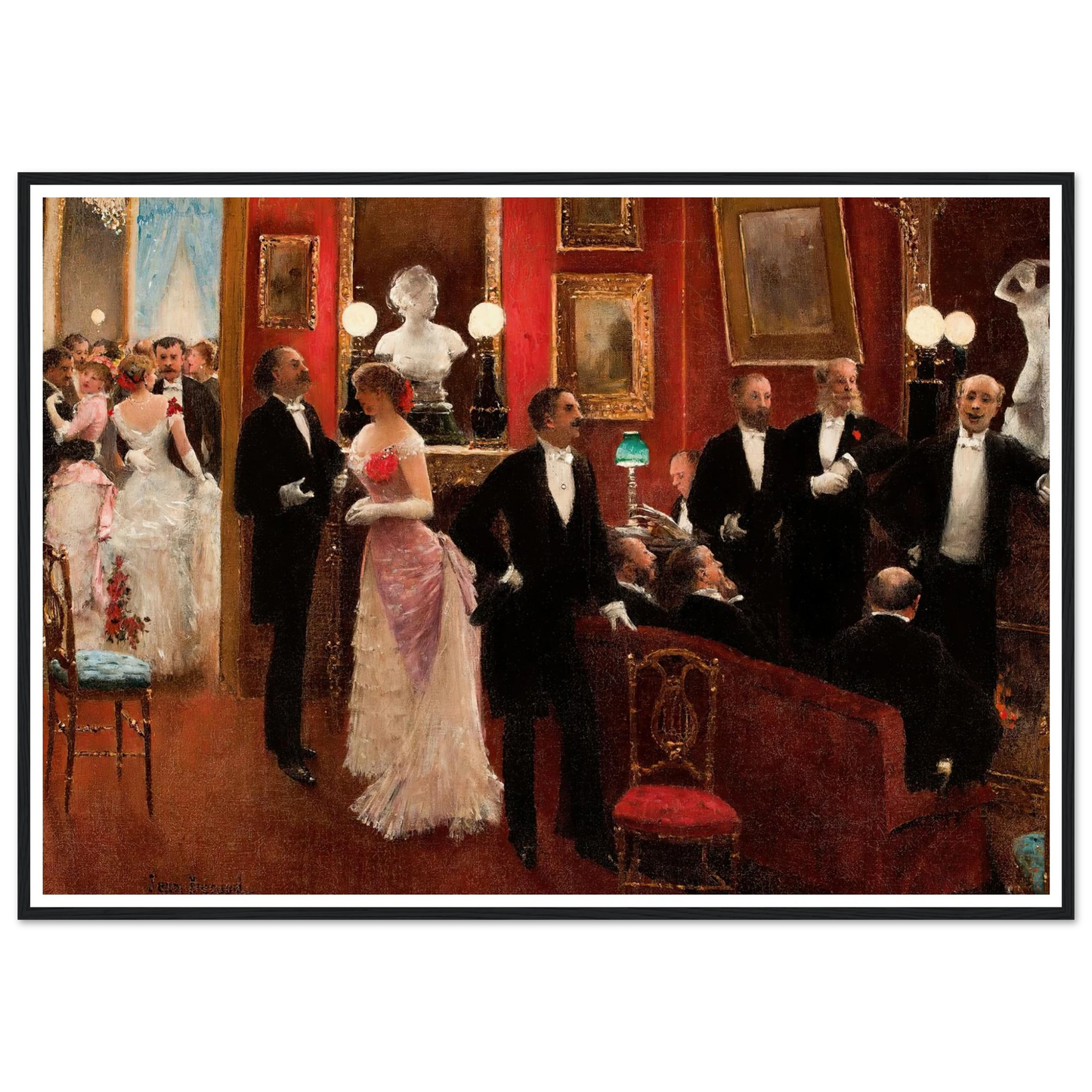 Scène Du Bal Art Print | Jean Beraud - Framed Poster - 30x40 cm / 12x16″ - Black frame