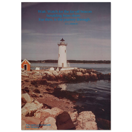 Scenically Yours, Point Lighthouse at New Castle, New Hampshire Art Print | US Information Agency - Framed Poster - 30x40 cm / 12x16″ - Black frame