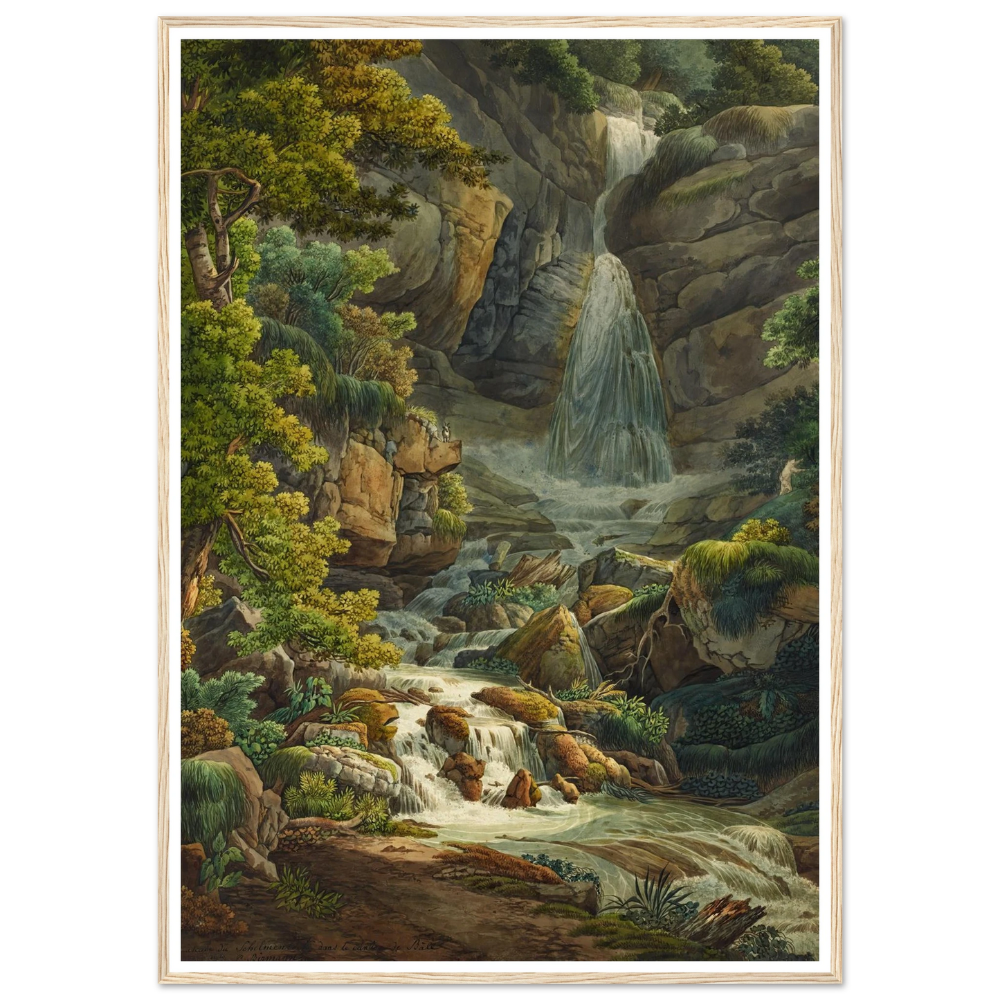 Schelmenloch, Wasserfall Art Print | Peter Birmann - Framed Poster - 30x40 cm / 12x16″ - Black frame