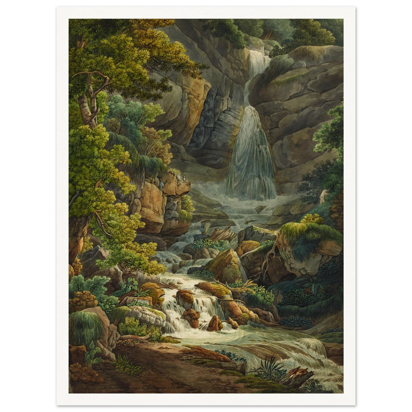 Schelmenloch, Wasserfall Art Print | Peter Birmann - Framed Poster - 30x40 cm / 12x16″ - Black frame