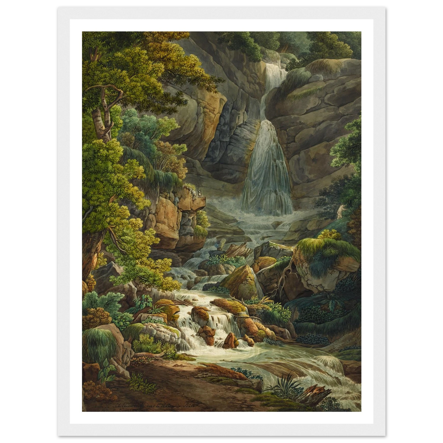 Schelmenloch, Wasserfall Art Print | Peter Birmann - Framed Poster - 30x40 cm / 12x16″ - Black frame