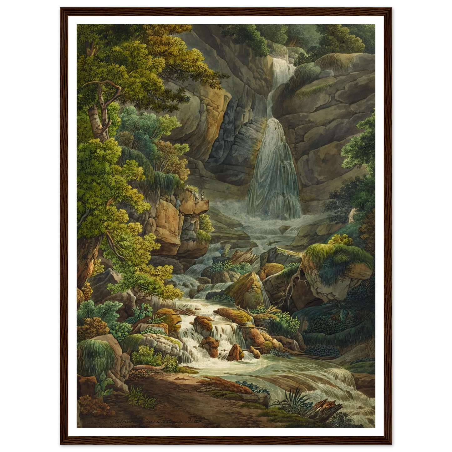 Schelmenloch, Wasserfall Art Print | Peter Birmann - Framed Poster - 30x40 cm / 12x16″ - Black frame