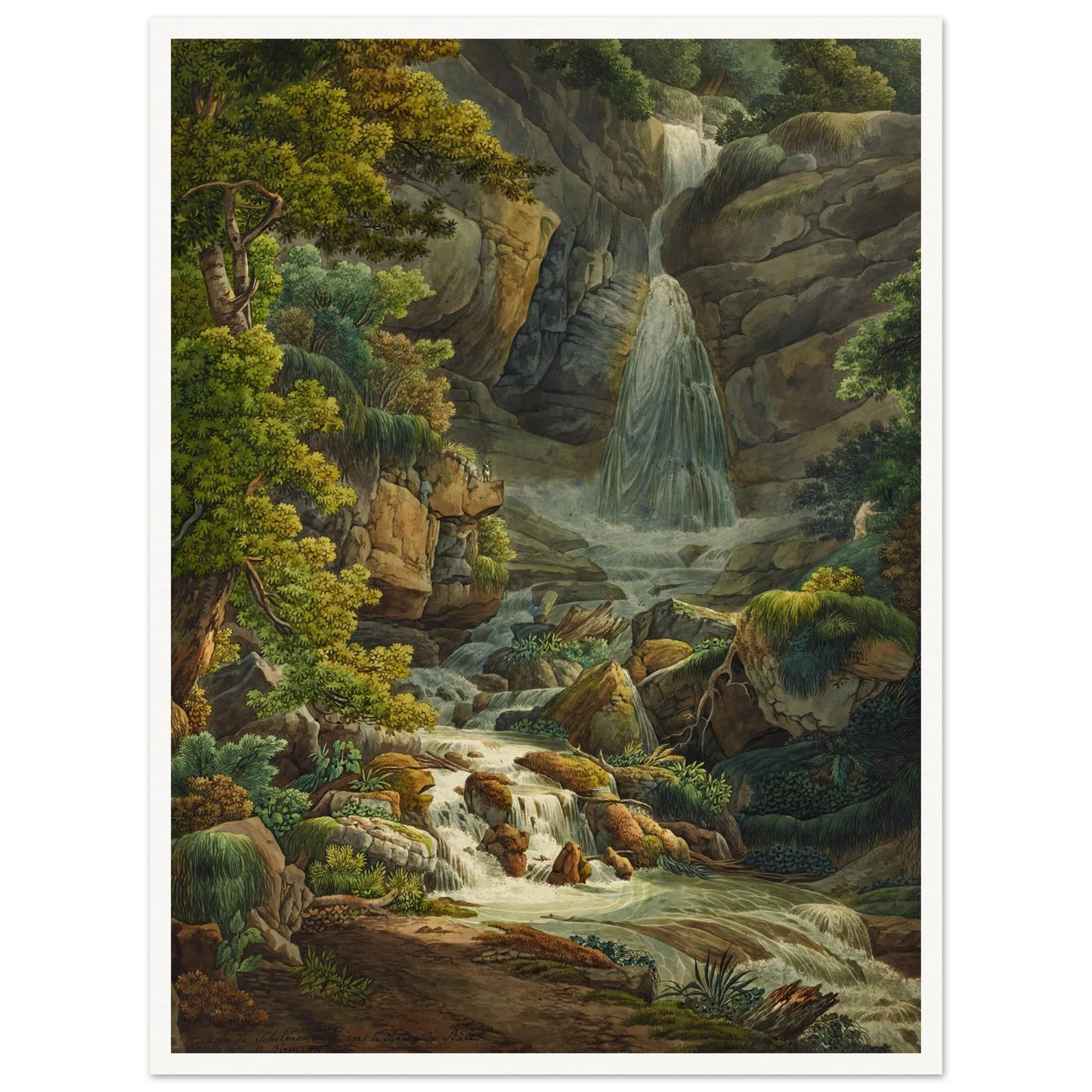 Schelmenloch, Wasserfall Art Print | Peter Birmann - Framed Poster - 30x40 cm / 12x16″ - Black frame