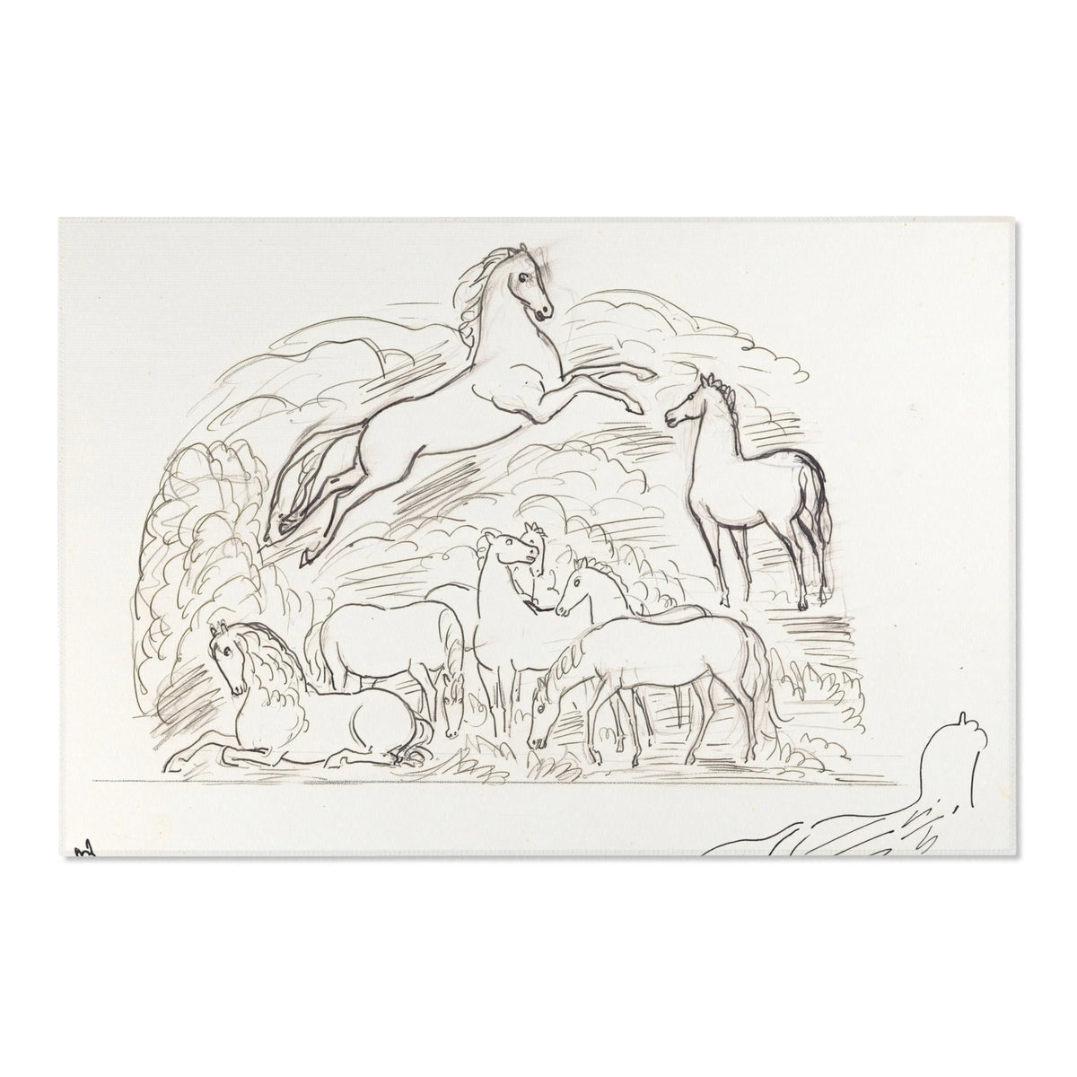 Schetsblad met paarden (1891) Rug | Leo Gestel - - 36" × 24" - 